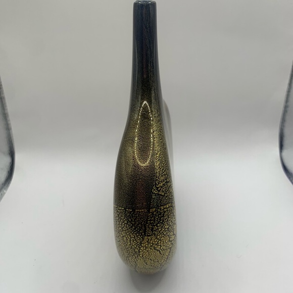 Vase Gold over black Lollipop Hand Blown Luxury Glass by Michael Harris. - Picture 7 of 9